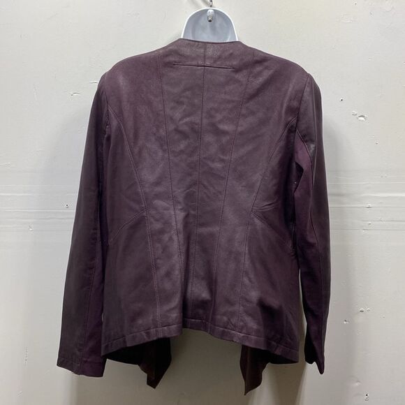 My Tribe Open Front Drape Leather Jacket Large - Picture 7 of 7